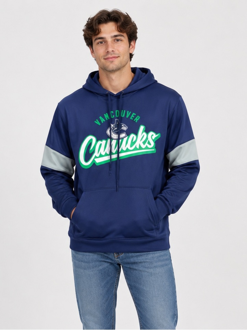 Vancouver Canucks NHL Mens Blue Hoodie Pullover Sweatshirt Hockey Logo medium